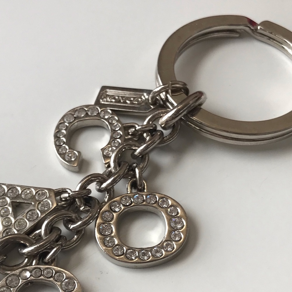 Coach Silver Crystal 'COACH' Letter Keychain - Picture 7 of 10